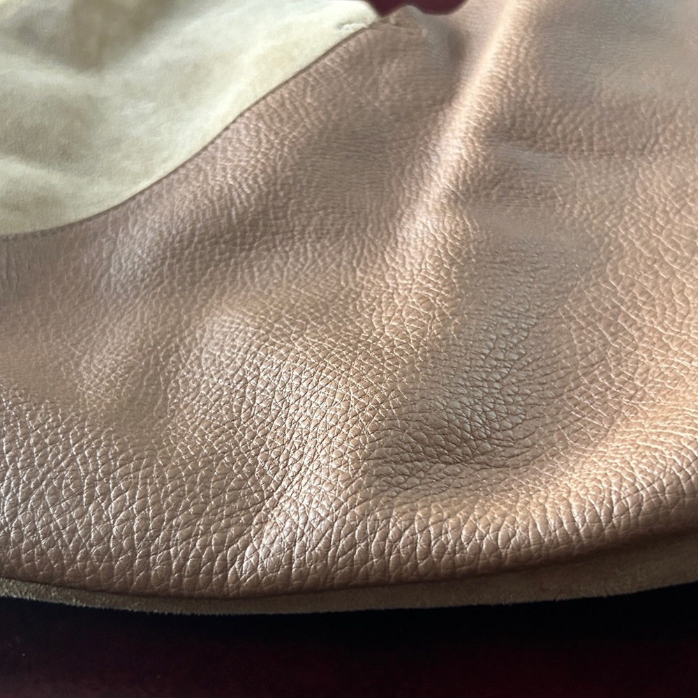 Brown Suede Pebbled Leather Tote Bag Shoulder Bag Animal Friendly NWOT - Picture 16 of 16